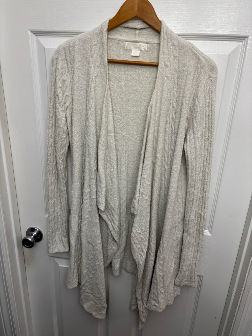 Barefoot Dreams Bamboo Chic Lite Open-Front Cozy Cardigan in Light Cream, L/XL